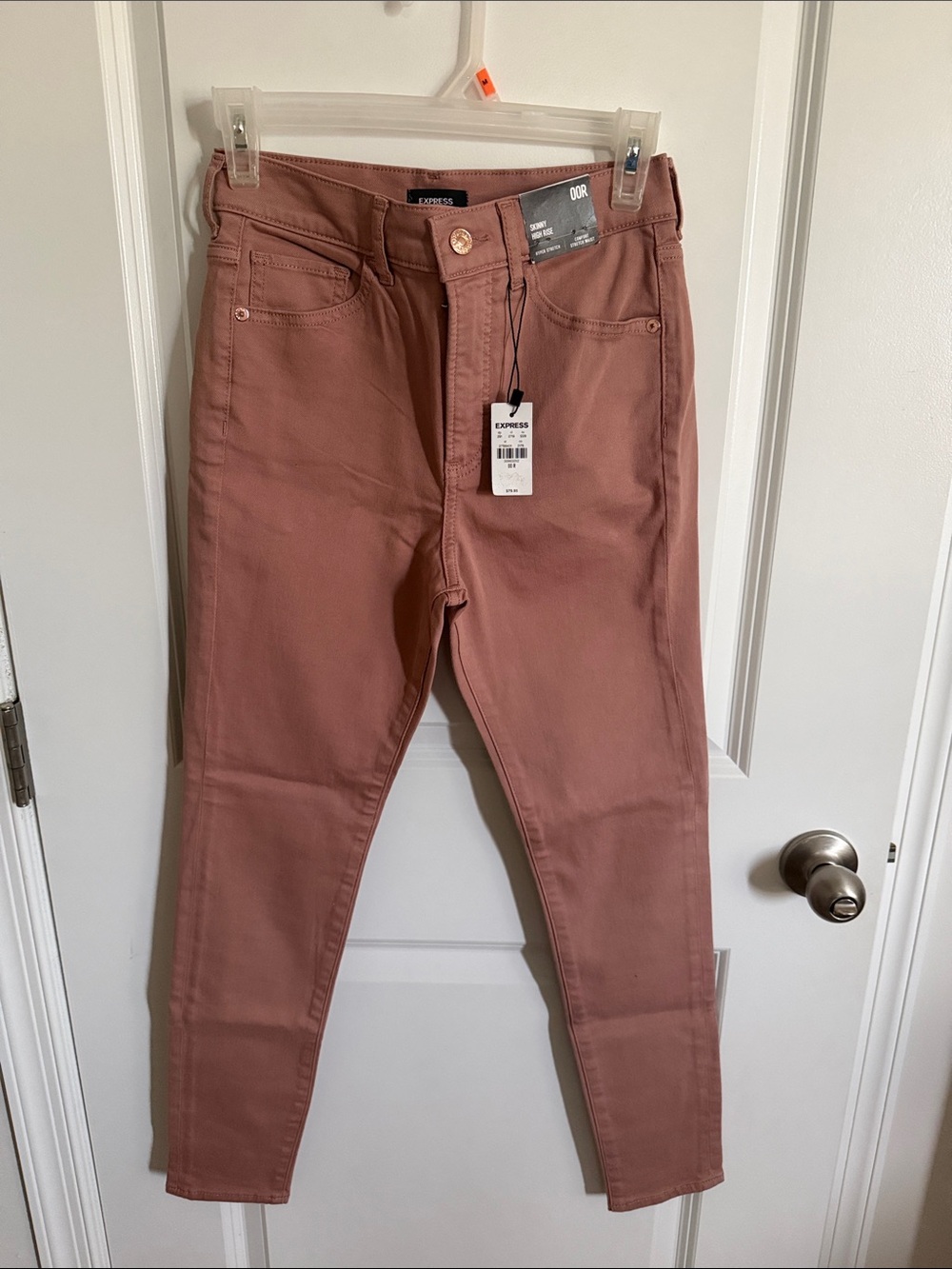 Express High-Rise Skinny Jeans in Dusty Rose